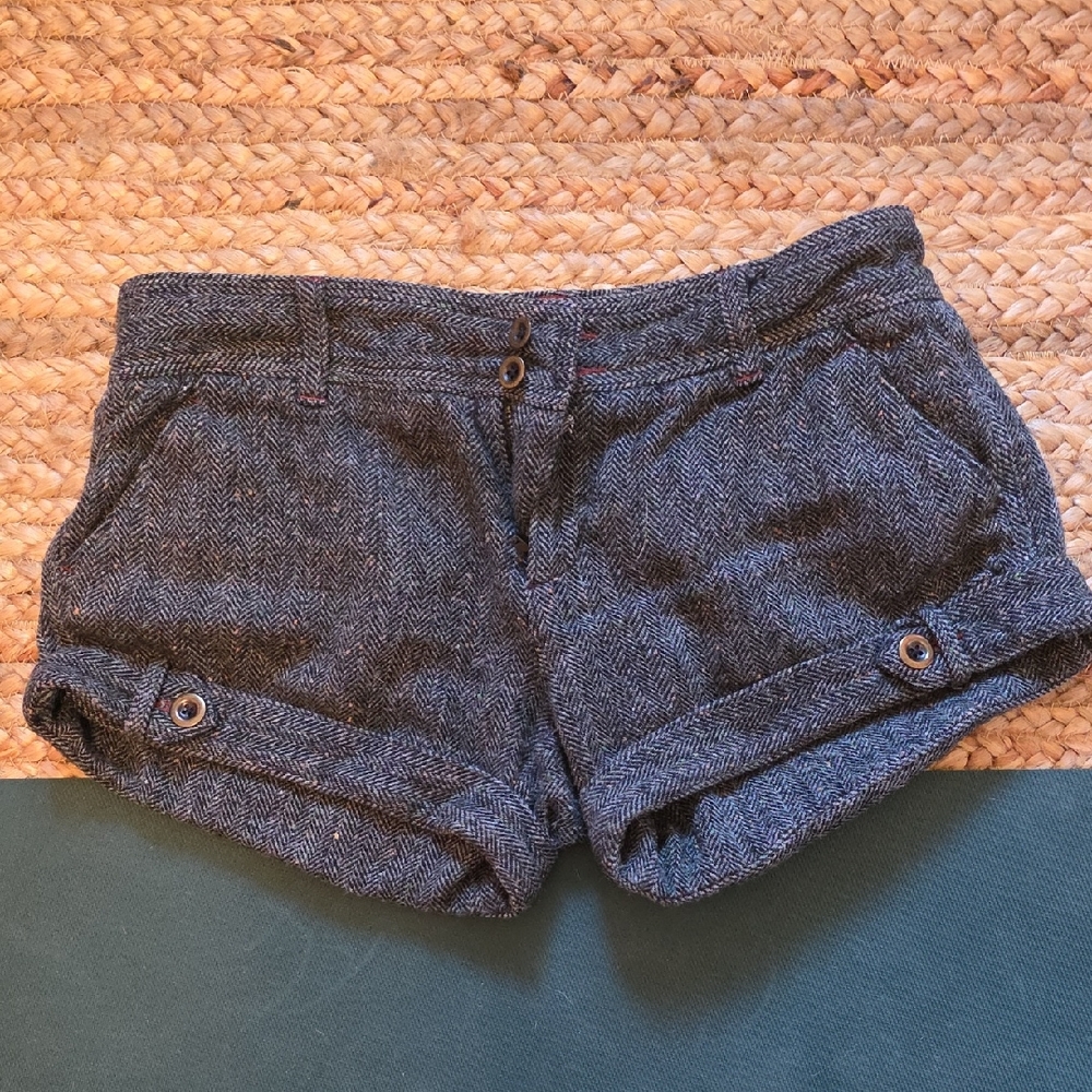 Free People Charcoal Herringbone Shorts